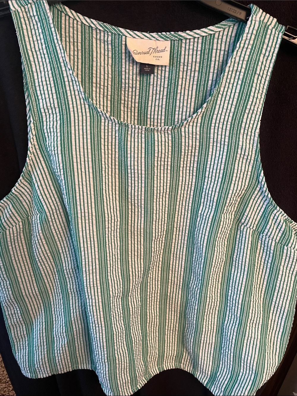 Universal Thread Green and White Striped Tank Top
